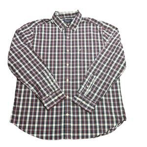 Nautica Long Sleeve Button Down Shirt Mens Size‎ L Classic Fit Plaid